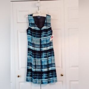 NWT Vintage 90s Pendleton Blue/Black Knee-Length Jumper Dress, Size 8